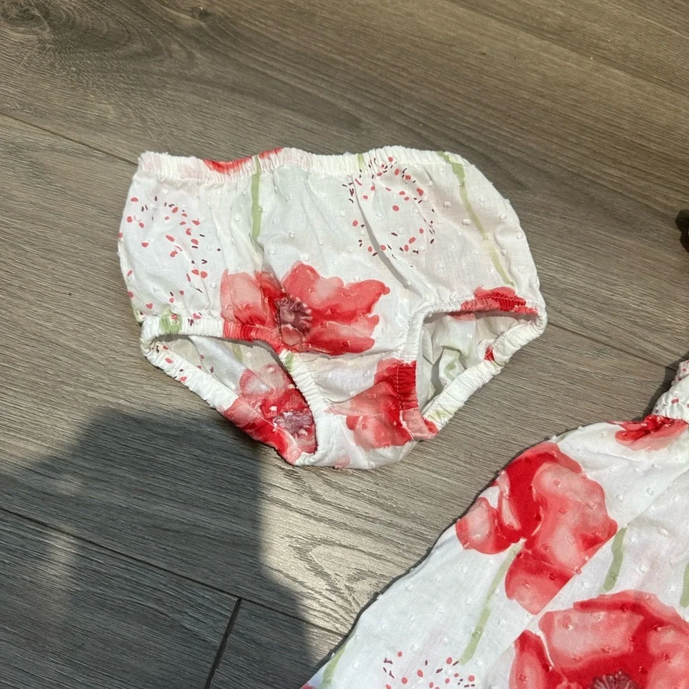 Penelope Mack White Dress with Pink-Red Floral Print